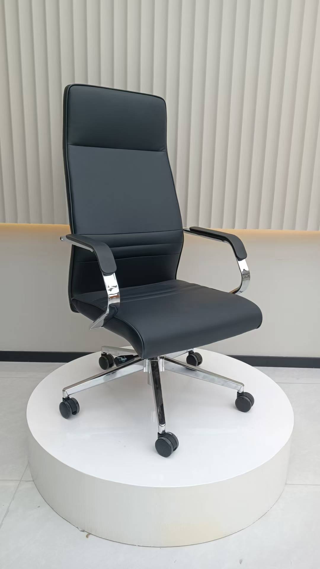 Modern minimalist style black leather office chair description