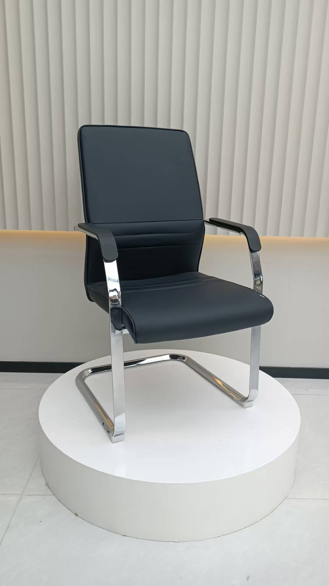 Modern minimalist style black leather office chair description