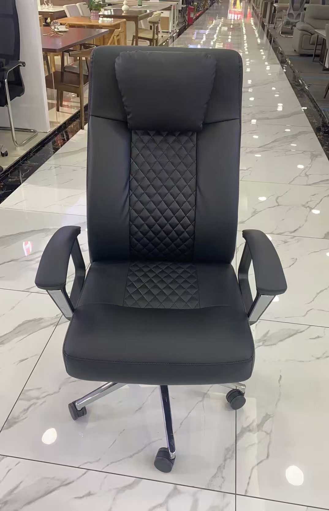 High end black office chair, comfortable and stylish office companion